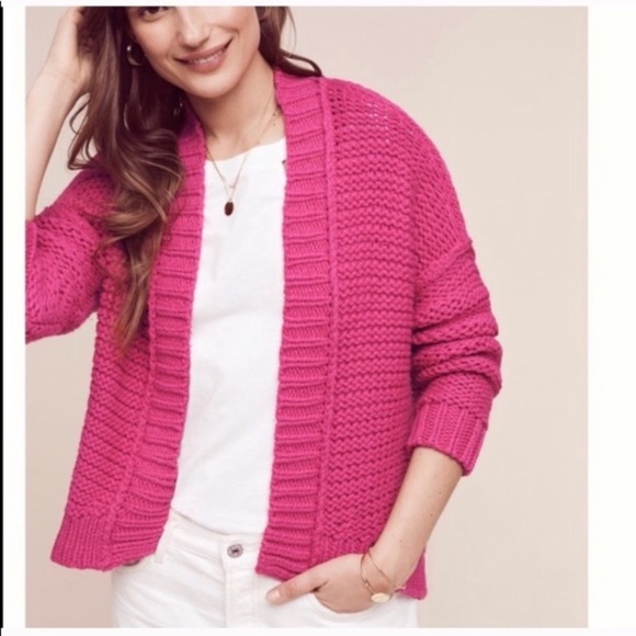 bright pink chunky cardigan